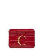 Matchesfashion.com Chlo - The C Logo Crocodile Embossed Leather Cardholder - Womens - Red