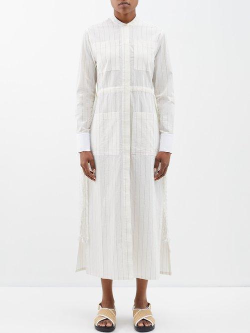 Wales Bonner - Hope Striped-cotton Shirt Dress - Womens - Ivory