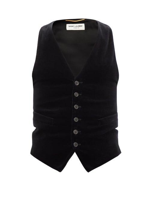 Matchesfashion.com Saint Laurent - Cotton-velvet Waistcoat - Womens - Black