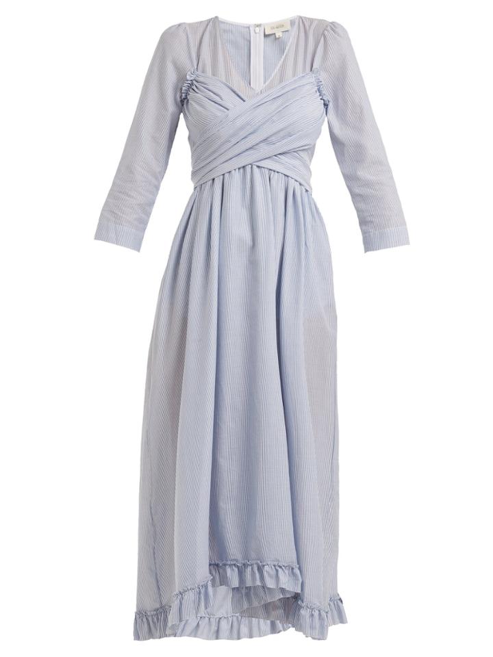 Isa Arfen Wrap Front Striped-cotton Dress