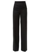 Matchesfashion.com Giambattista Valli - High-rise Virgin Wool-twill Wide-leg Trousers - Womens - Black