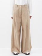 Brunello Cucinelli - Garment-dyed Cotton-blend Wide-leg Trousers - Womens - Beige