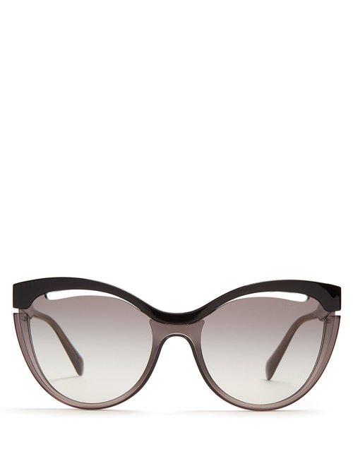 Matchesfashion.com Miu Miu - Cat Eye Acetate Sunglasses - Womens - Black Grey