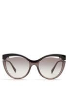 Matchesfashion.com Miu Miu - Cat Eye Acetate Sunglasses - Womens - Black Grey