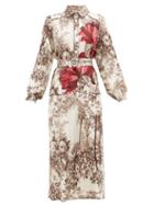 Matchesfashion.com F.r.s - For Restless Sleepers - Stereotype Floral-print Satin Dress - Womens - Brown White