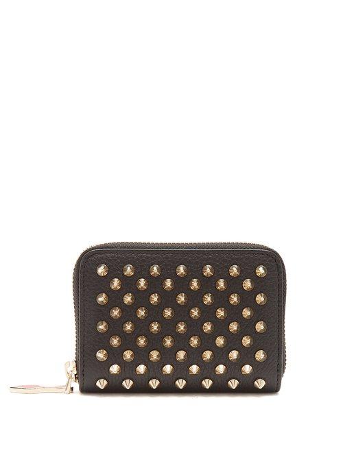 Matchesfashion.com Christian Louboutin - Panettone Zip Around Leather Coin Purse - Womens - Black Gold