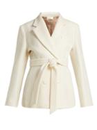 Matchesfashion.com Sara Battaglia - Double Breasted Tie Waist Wool Blend Jacket - Womens - Cream