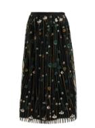 Matchesfashion.com Redvalentino - Floral Embroidered Pleated Tulle Skirt - Womens - Black Multi