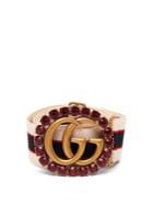 Gucci Crystal Gg Striped Elastic Belt