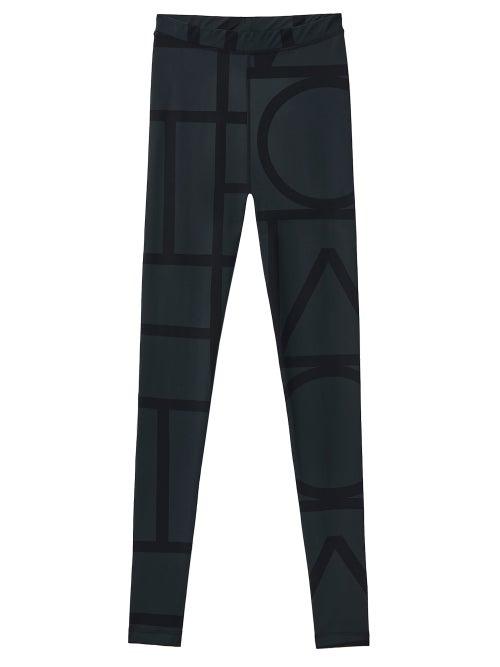 Matchesfashion.com Totme - Leon Monogram-print Jersey Leggings - Womens - Black