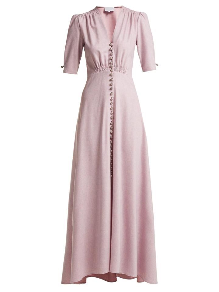 Luisa Beccaria Wool-blend V-neck Button-down Tea Gown