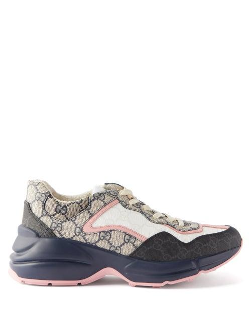Gucci - Rhyton Gg-monogram Leather-trim Canvas Trainers - Womens - Multi