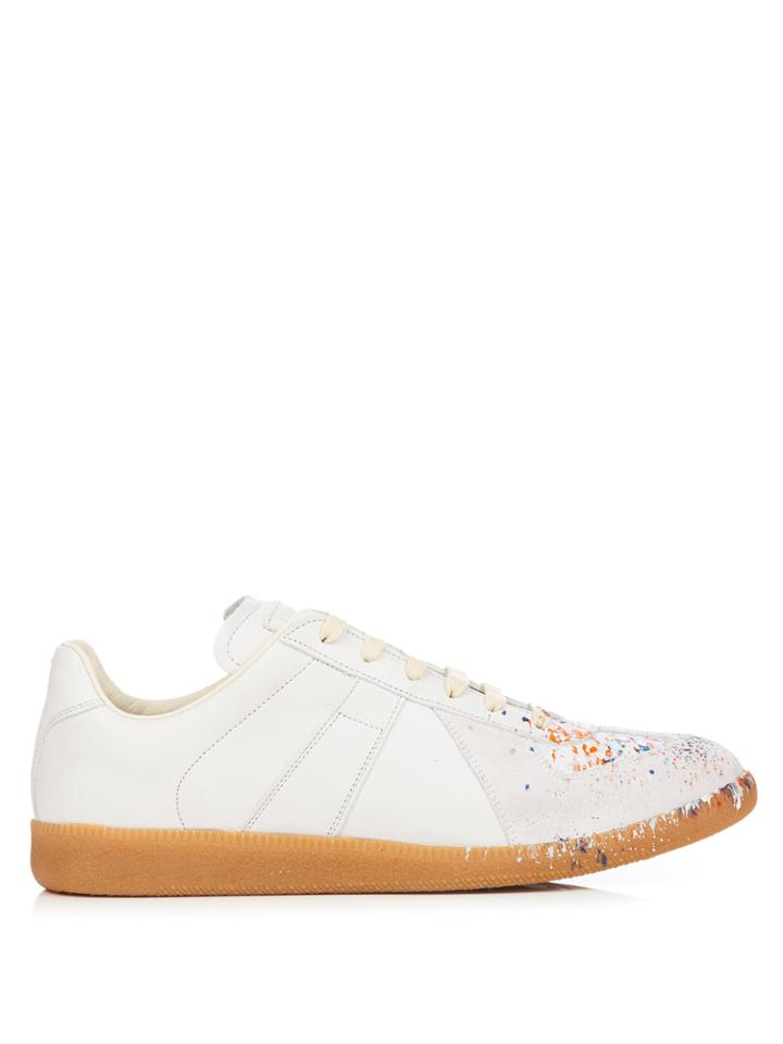 Maison Margiela Replica Low-top Paint-effect Leather Trainers
