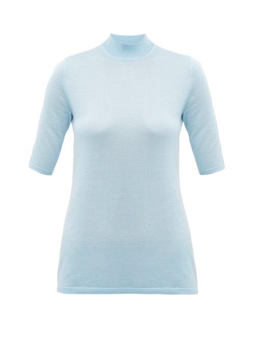Matchesfashion.com Gabriela Hearst - Hugo Cashmere And Silk Blend Sweater - Womens - Light Blue