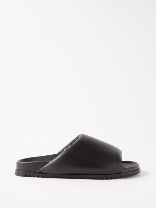 Rick Owens - Sandali Leather Slides - Mens - Black