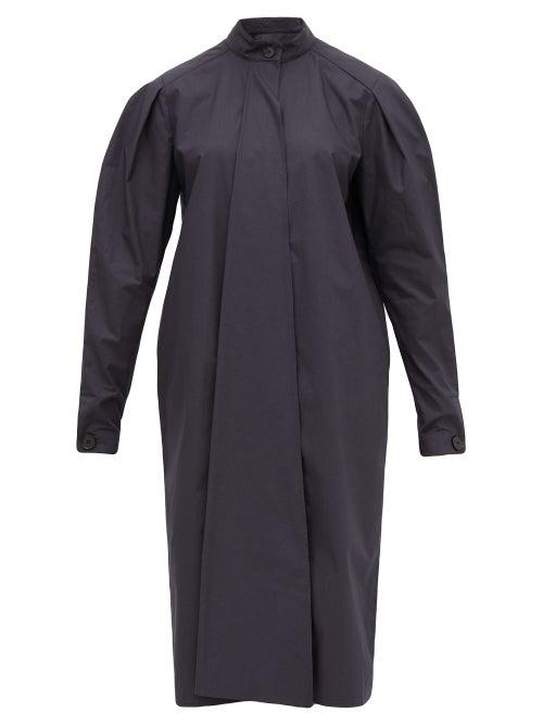 Matchesfashion.com Lemaire - Draped Panel Cotton Shirtdress - Womens - Dark Grey