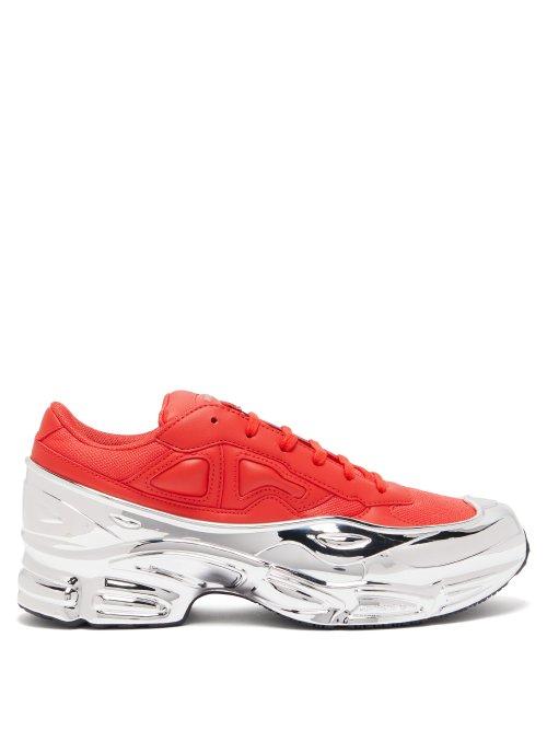 Matchesfashion.com Raf Simons X Adidas - Ozweego Metallic Wrap Mesh And Leather Trainers - Mens - Red Multi