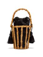 Matchesfashion.com Glorinha Paranagua - Lineia Satin And Bamboo Basket Bag - Womens - Black Multi