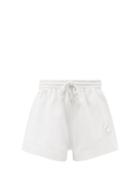 Ladies Rtw Ganni - Isoli Smiley-print Recycled Cotton-blend Shorts - Womens - White / Ivory