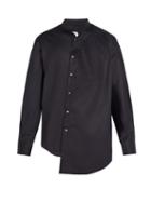 Matchesfashion.com Wooyoungmi - Asymmetric Cotton Blend Shirt - Mens - Navy