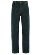 Matchesfashion.com Eckhaus Latta - Paint-splattered Wide-leg Jeans - Mens - Green
