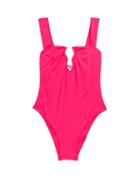 Matchesfashion.com Fisch - Rajalin Zigzag-cutout Swimsuit - Womens - Pink