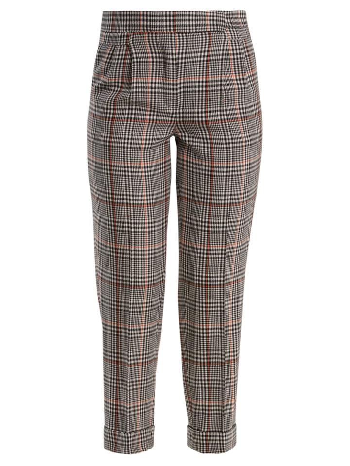 Amanda Wakeley Prince Of Wales-checked Stretch-wool Trousers