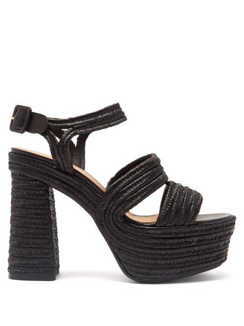 Matchesfashion.com Castaer - Adah 130 Raffia Platform Sandals - Womens - Black