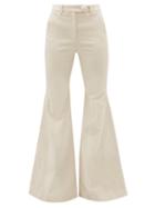 Matchesfashion.com Sara Battaglia - Cotton Blend Jumbo Corduroy Flared Trousers - Womens - Cream