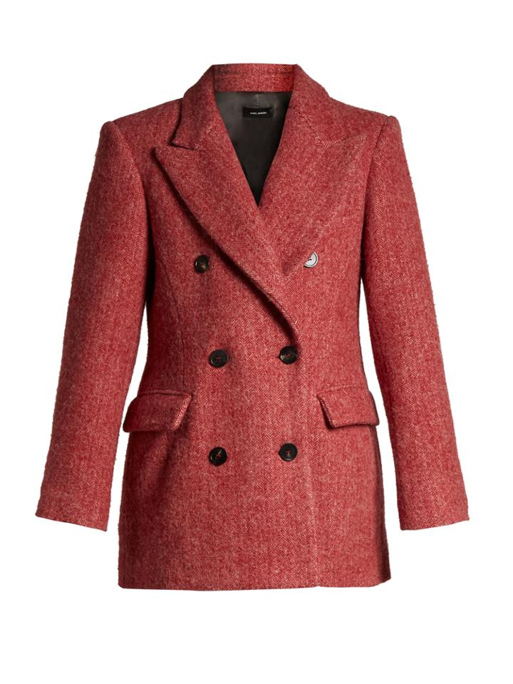 Isabel Marant Eley Double-breasted Herringbone Coat