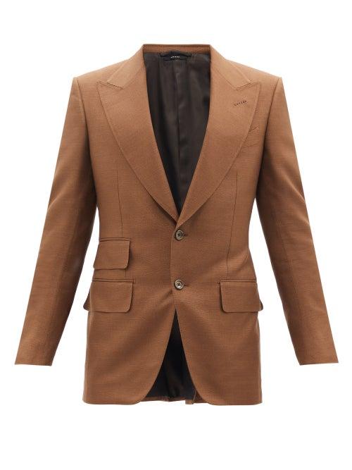 Tom Ford - Silk-canvas Suit Jacket - Mens - Brown