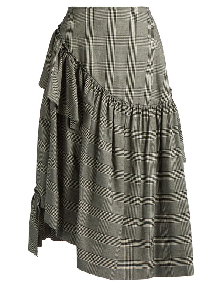 Simone Rocha Prince Of Wales-checked Ruffled Skirt