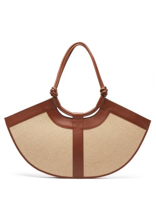 Hereu - Ventall Raffia And Leather Tote Bag - Womens - Brown Beige