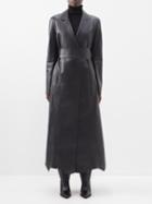 Chlo - Longline Leather Wrap Coat - Womens - Black