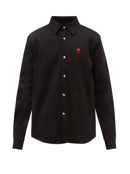 Ami - Ami De Caur-embroidered Denim Shirt - Mens - Black