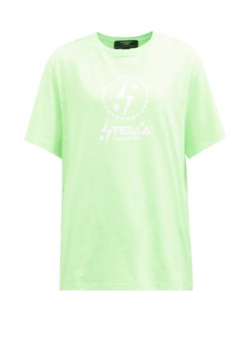 Stella Mccartney - Logo-print Cotton-jersey T-shirt - Womens - Lime Green