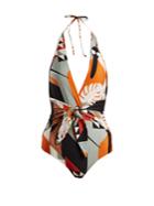 Adriana Degreas Tropical-print V-neck Knot Swimsuit