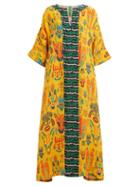 Matchesfashion.com Rianna + Nina - Patricia Carnival Print Silk Maxi Dress - Womens - Yellow Multi