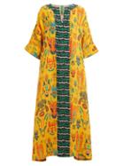 Matchesfashion.com Rianna + Nina - Patricia Carnival Print Silk Maxi Dress - Womens - Yellow Multi