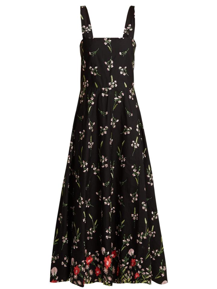 Gioia Bini Lucinda Floral-embroidered Cotton-blend Dress