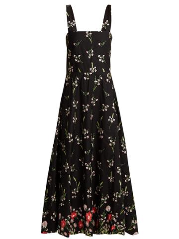 Gioia Bini Lucinda Floral-embroidered Cotton-blend Dress