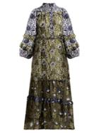 Matchesfashion.com Apiece Apart - Gracia Floral Print Silk Dress - Womens - Green Multi