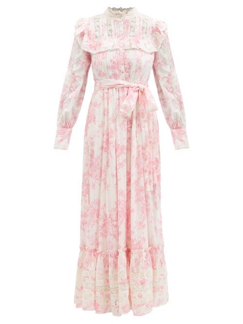 Loveshackfancy - Wainscott Printed-cotton Maxi Dress - Womens - Pink Print