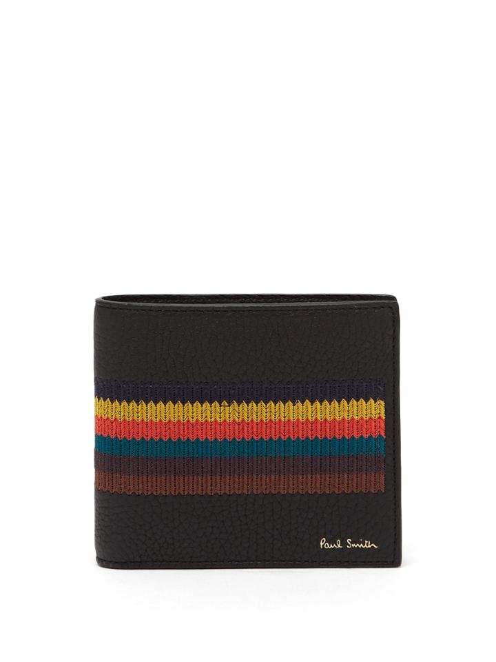 Paul Smith Bright Stripe Embroidered Bi-fold Leather Wallet