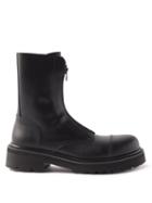 Vetements - Blackout Zip-front Leather Combat Boots - Mens - Black