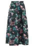 Matchesfashion.com Beulah - Gia Forest Floral Jacquard Drop Waist Skirt - Womens - Green Multi