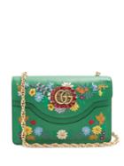 Gucci Floral-embroidered Leather Shoulder Bag