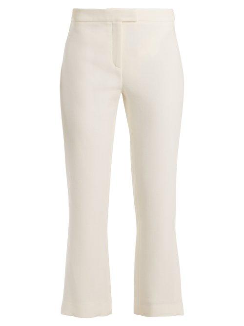 Matchesfashion.com Osman - Yasmin Kick Flare Wool Trousers - Womens - Cream