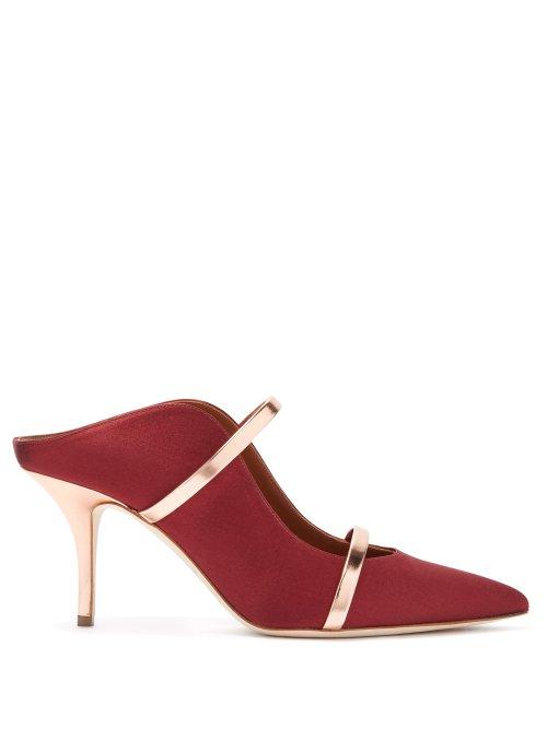 Matchesfashion.com Malone Souliers By Roy Luwolt - Maureen Satin Mules - Womens - Burgundy
