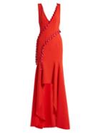 Matchesfashion.com Galvan - Cuzco Tassel Embellished V Neck Gown - Womens - Red